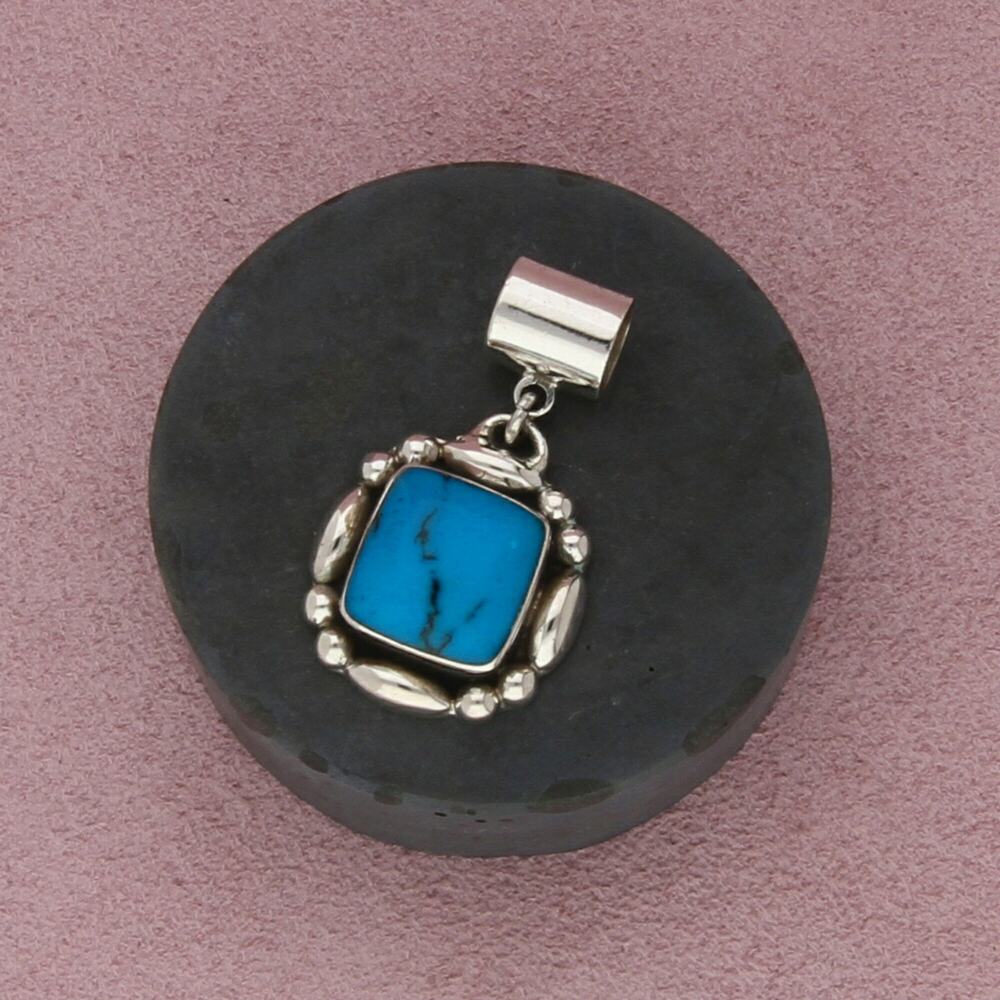 mexico sterling silver vintage turquoise dangle slider pendant